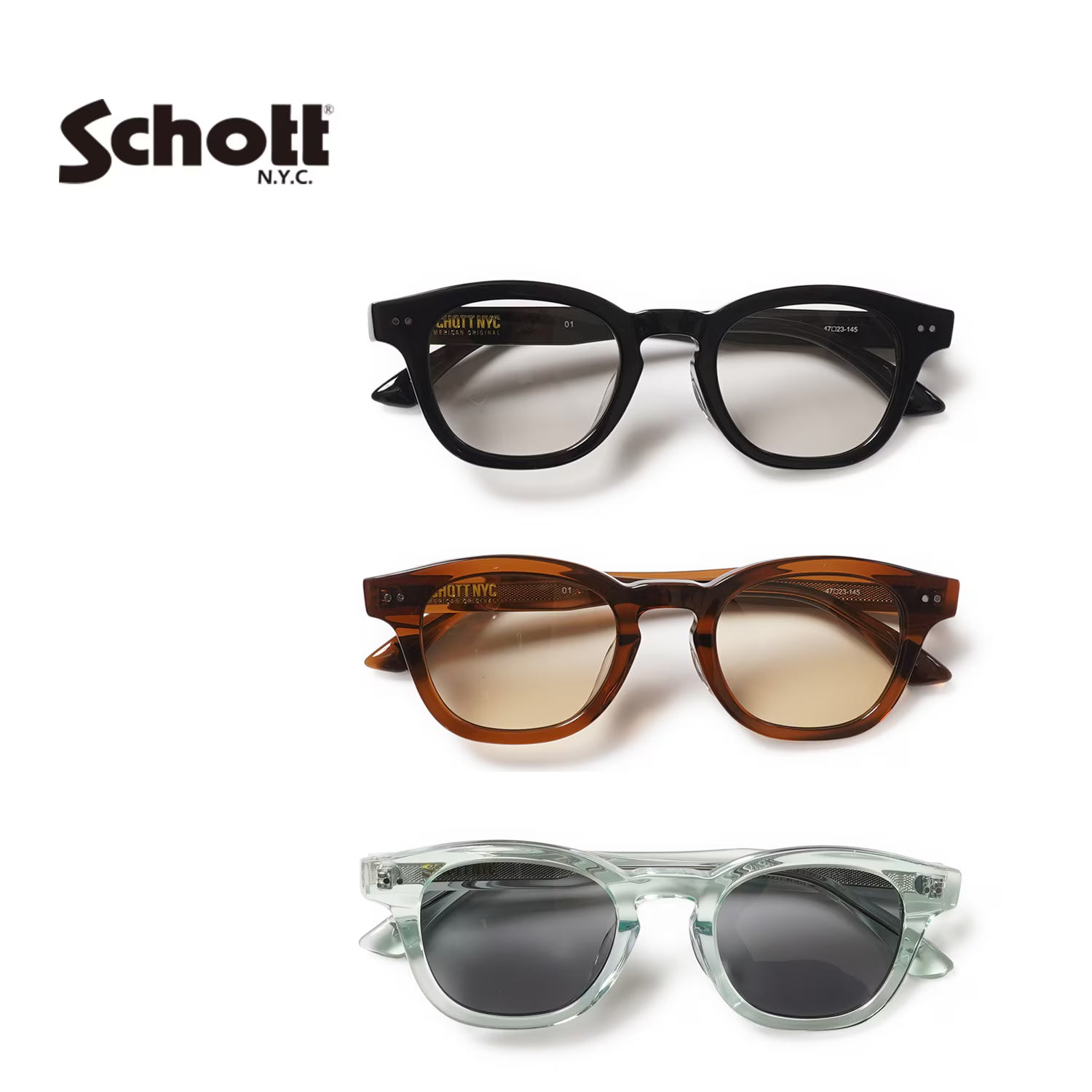 中古　Schott サングラス ライトブラウン Schott ショット 眼鏡 サングラス “EYE WEAR MODEL LIAM” 782-4970048