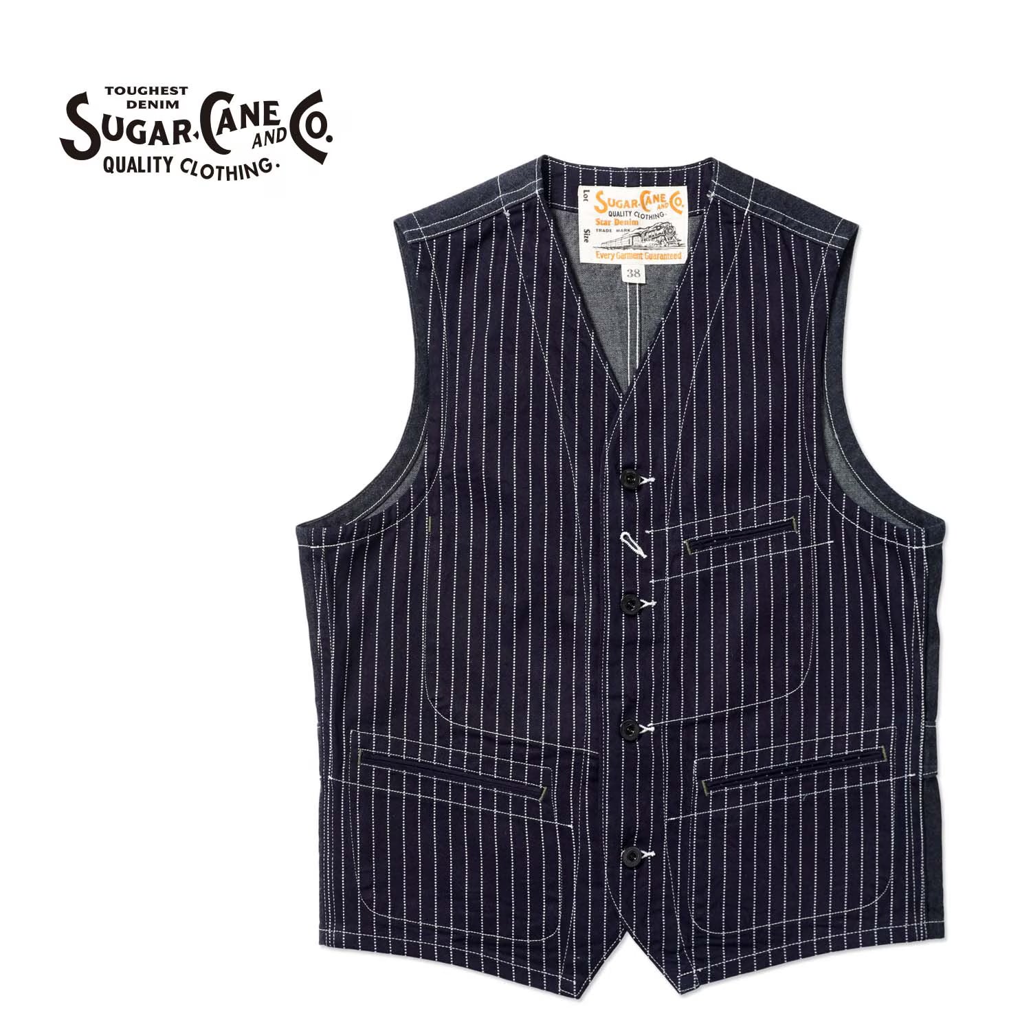 SUGAR CANE シュガーケーン ベスト 9oz. WABASH STRIPE WORK VEST
