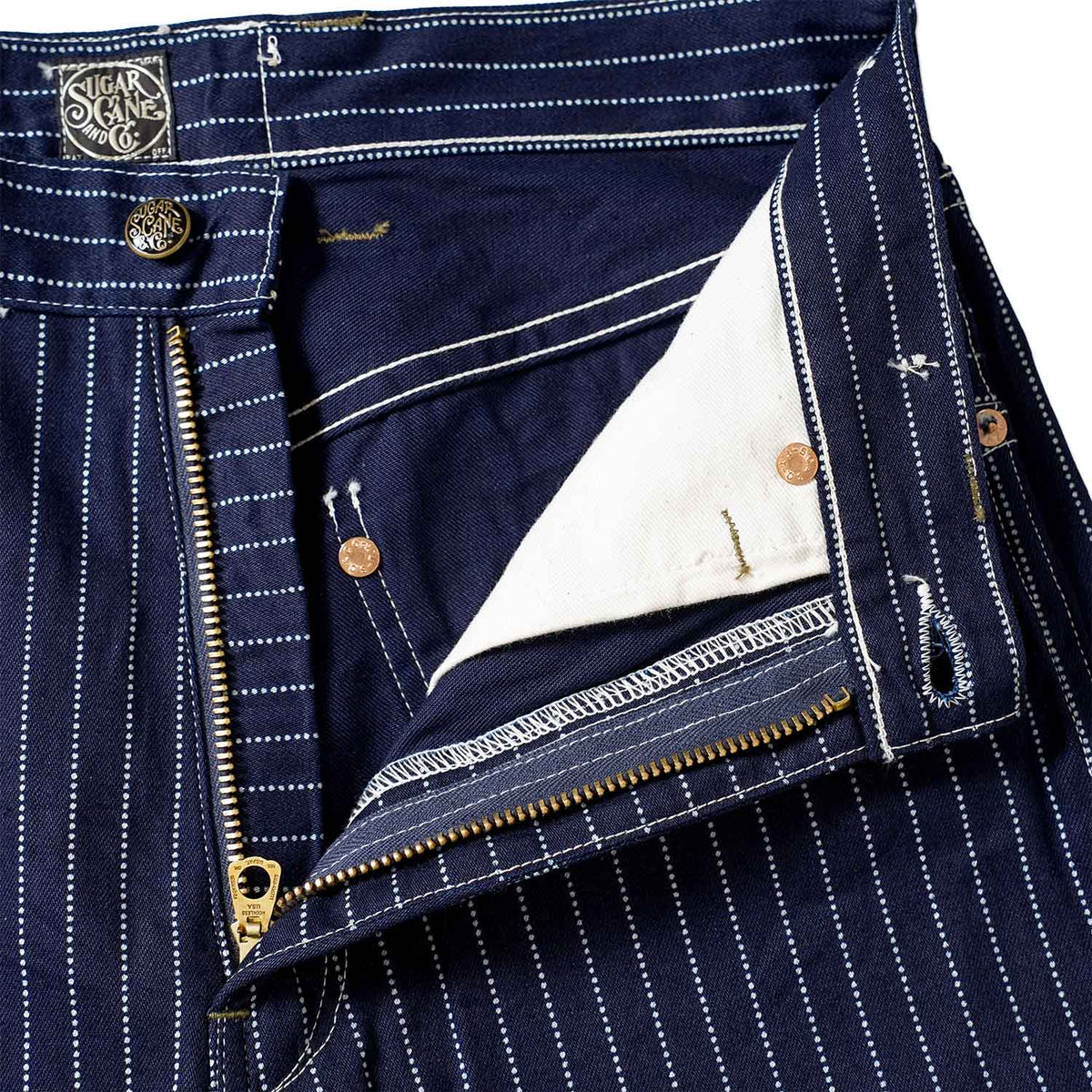 SUGAR CANE シュガーケーン ショートパンツ FICTION ROMANCE "9oz. WABASH STRIPE ZIP FLY SHORTS" SC51443