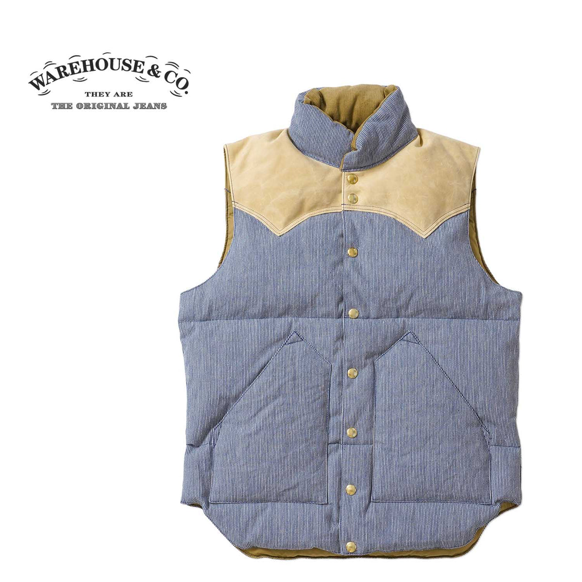 WAREHOUSE ウエアハウス ダウンベスト Lot. 2245 ROCKY MOUNTAIN×WAREHOUSE "PIN STRIPE DOWN VEST" 2247(26S)
