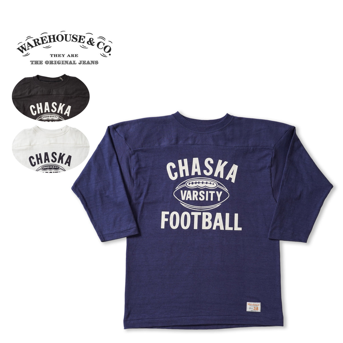 WAREHOUSE ウエアハウス 7分袖 フットボールT Lot.4063 "CHASKA" 4063-CHASKA(26AW)