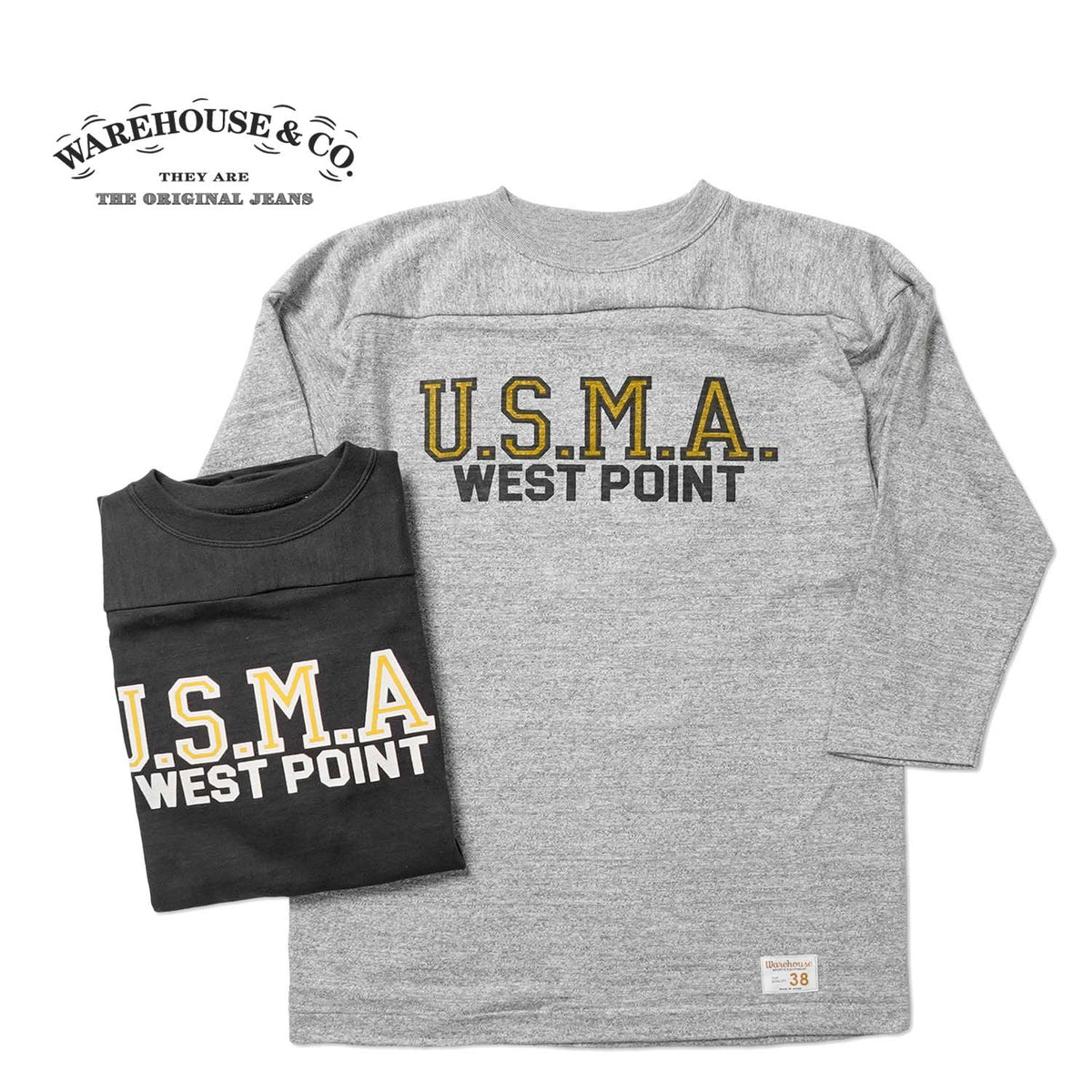 WAREHOUSE ウエアハウス 7分袖 フットボールT Lot.4063 "U.S.M.A." 4063-U.S.M.A.(26AW)