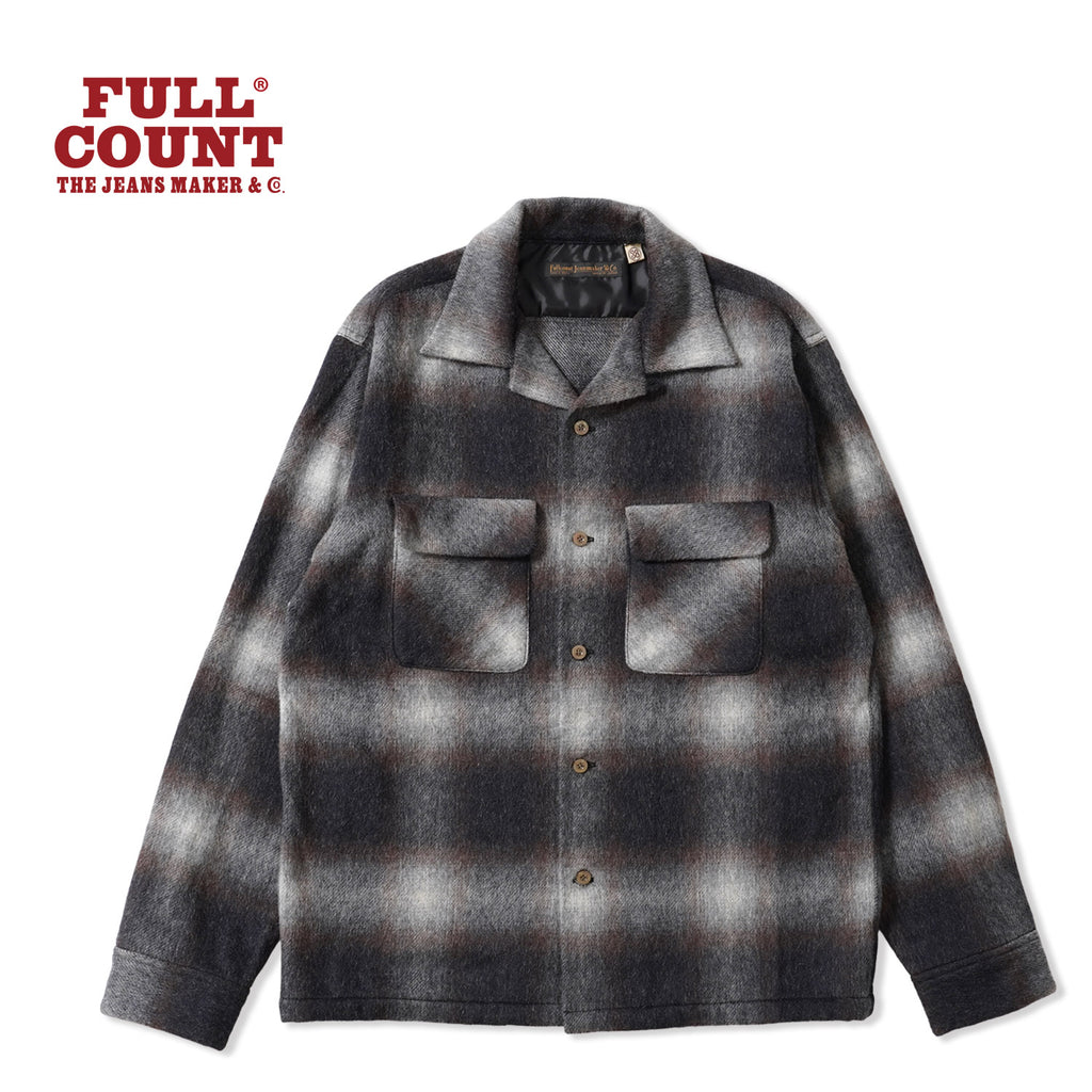 FULLCOUNT フルカウント 長袖シャツ "Wool Alpaca Shaggy Check Open Collar Shirt" 4102