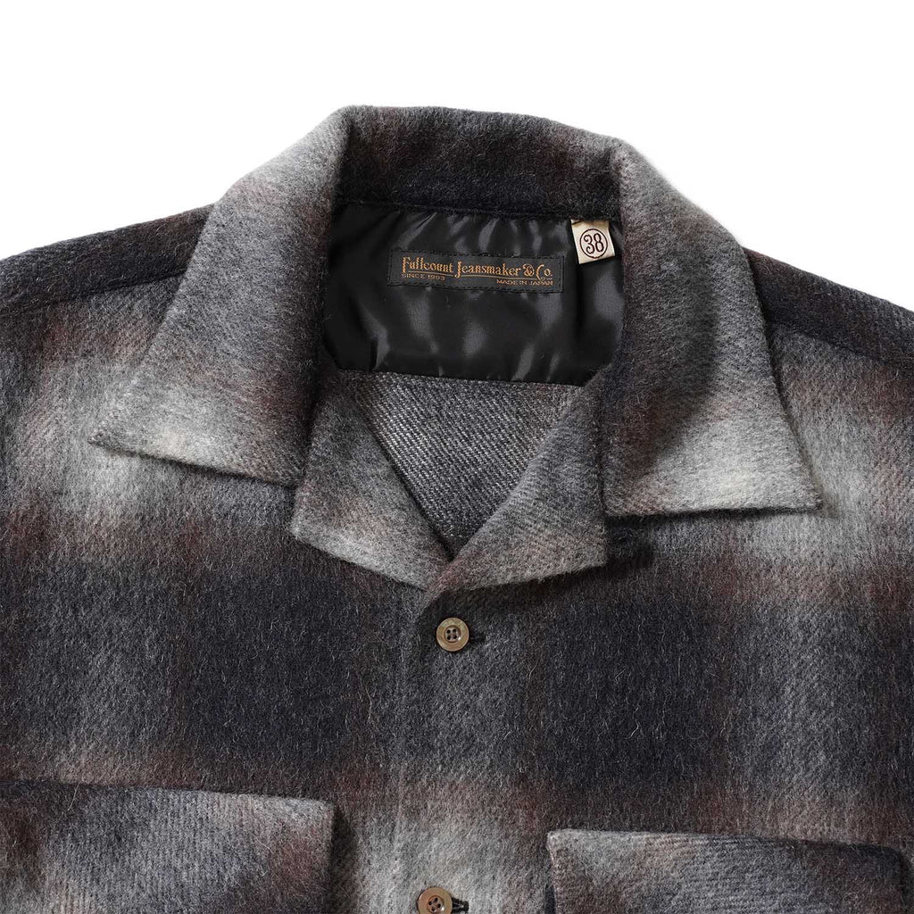 FULLCOUNT フルカウント 長袖シャツ "Wool Alpaca Shaggy Check Open Collar Shirt" 4102