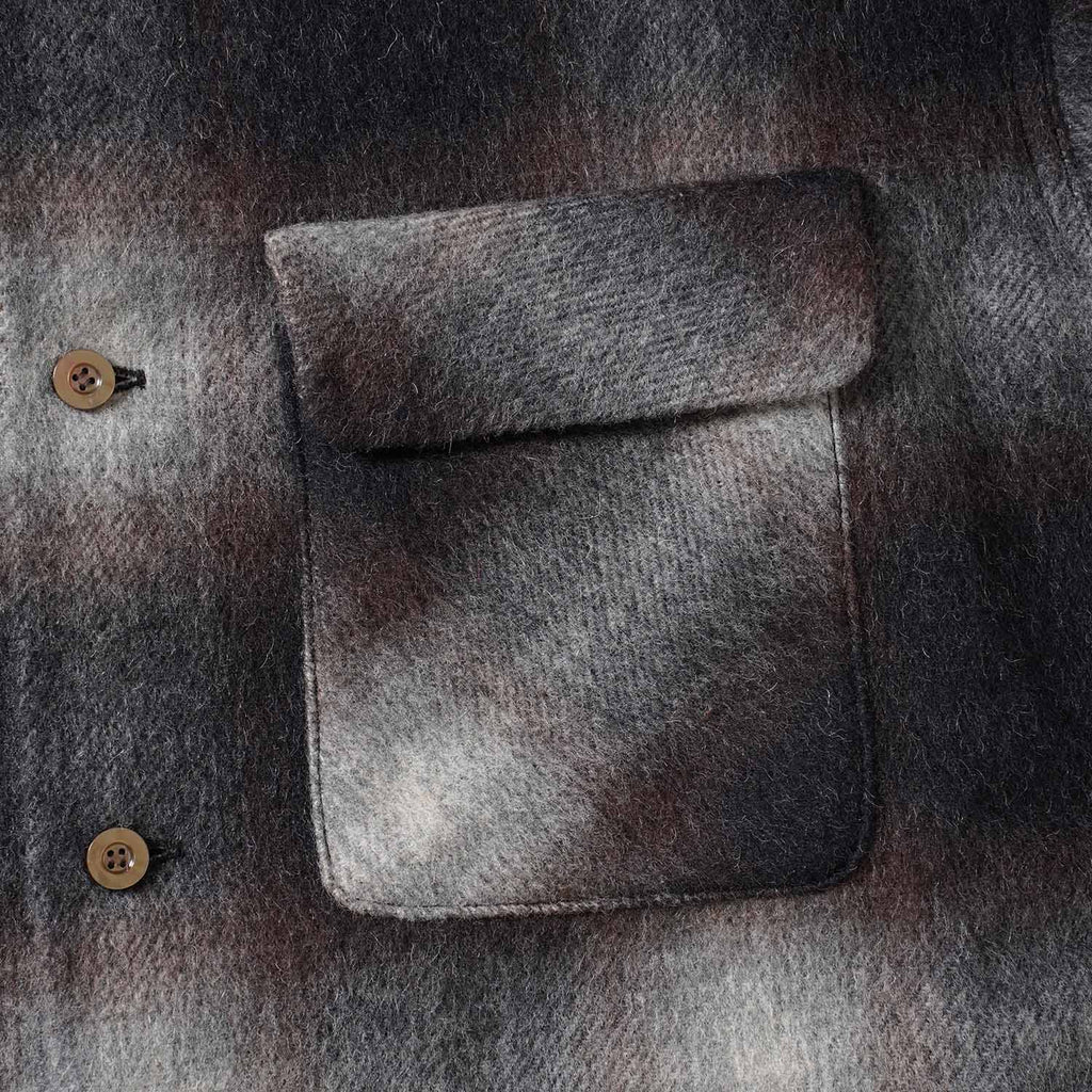 FULLCOUNT フルカウント 長袖シャツ "Wool Alpaca Shaggy Check Open Collar Shirt" 4102