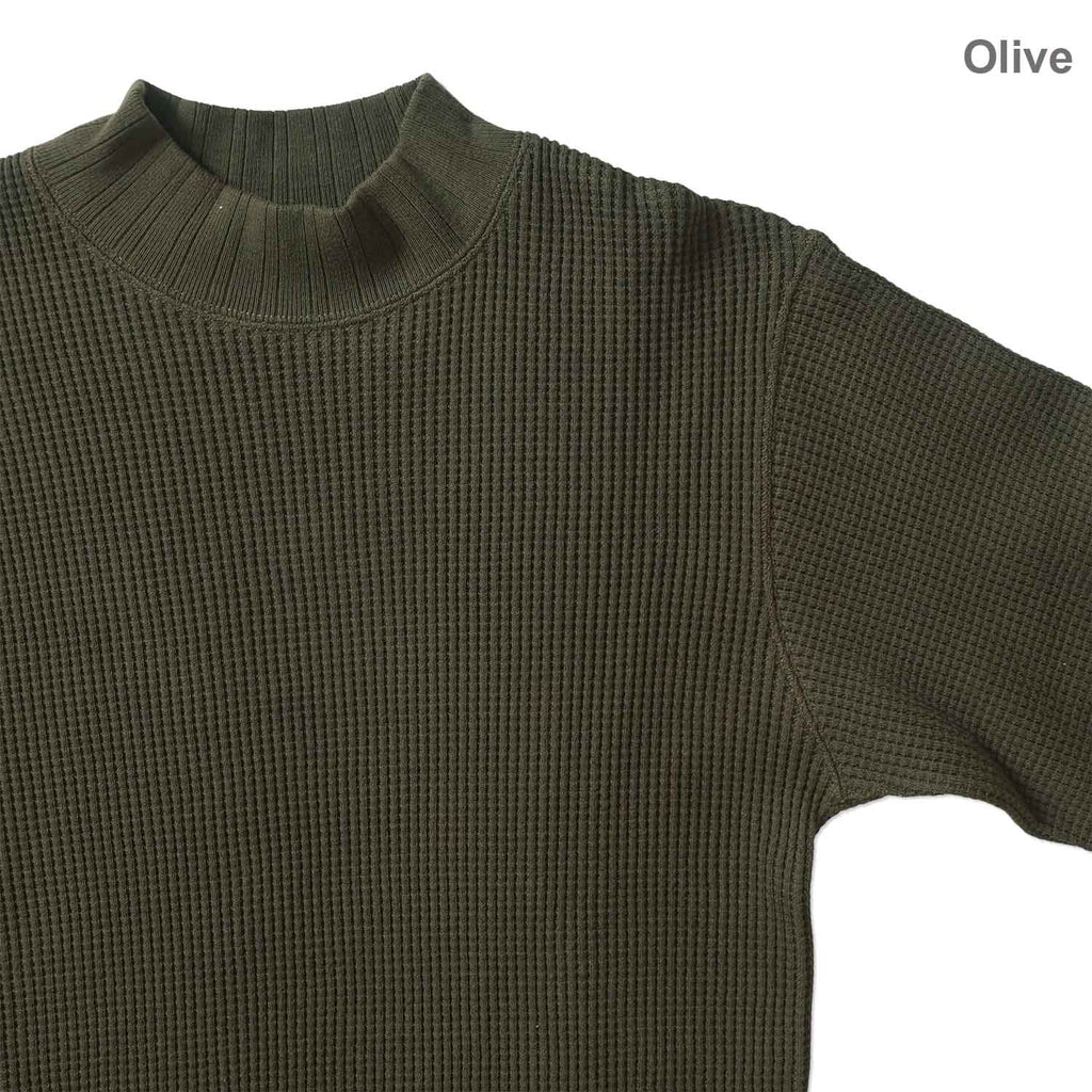 Healthknit ヘルスニット 長袖 Tシャツ "スーパーヘビーワッフル モックネック長袖" 52002