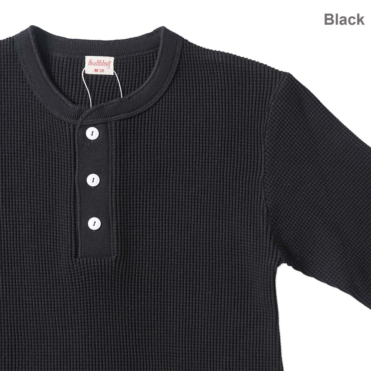 Healthknit ヘルスニット 長袖 Tシャツ "スーパーヘビーワッフル ヘンリーネック長袖Tシャツ" 990