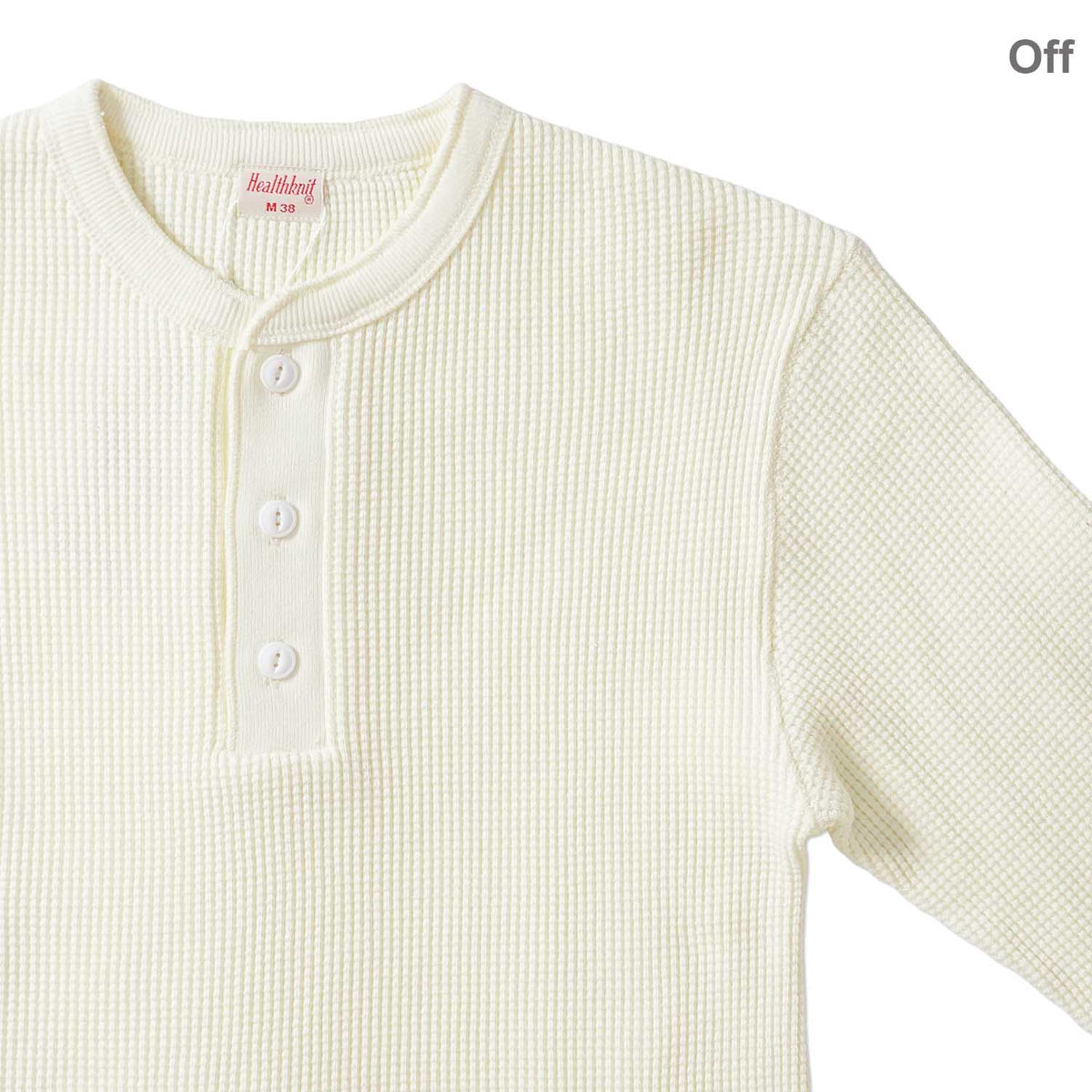 Healthknit ヘルスニット 長袖 Tシャツ "スーパーヘビーワッフル ヘンリーネック長袖Tシャツ" 990