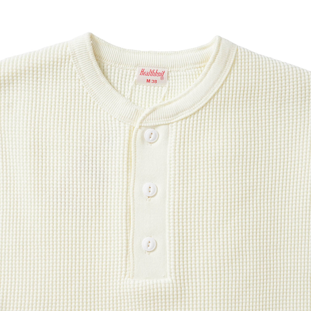 Healthknit ヘルスニット 長袖 Tシャツ "スーパーヘビーワッフル ヘンリーネック長袖Tシャツ" 990