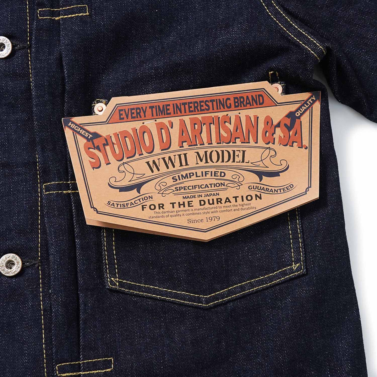 STUDIO D'ARTISAN ステュディオ・ダルチザン デニムジャケット “6oz大戦デニムジャケット” D4677