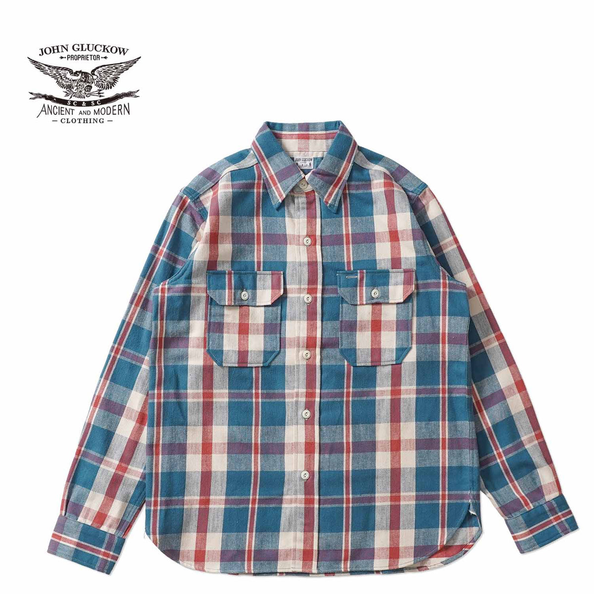 JOHN GLUCKOW ジョングラッコー 長袖シャツ Lot JG-06-2 "The Modern Flannel A柄" JG-06-2-A