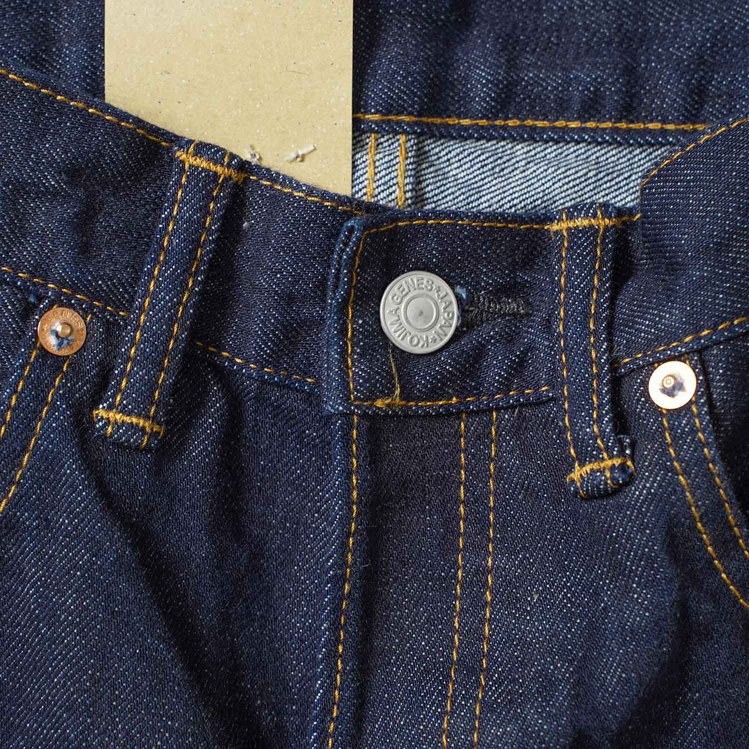 児島ジーンズ パンツ “14oz セルビッチ ストレート デニム ボタン