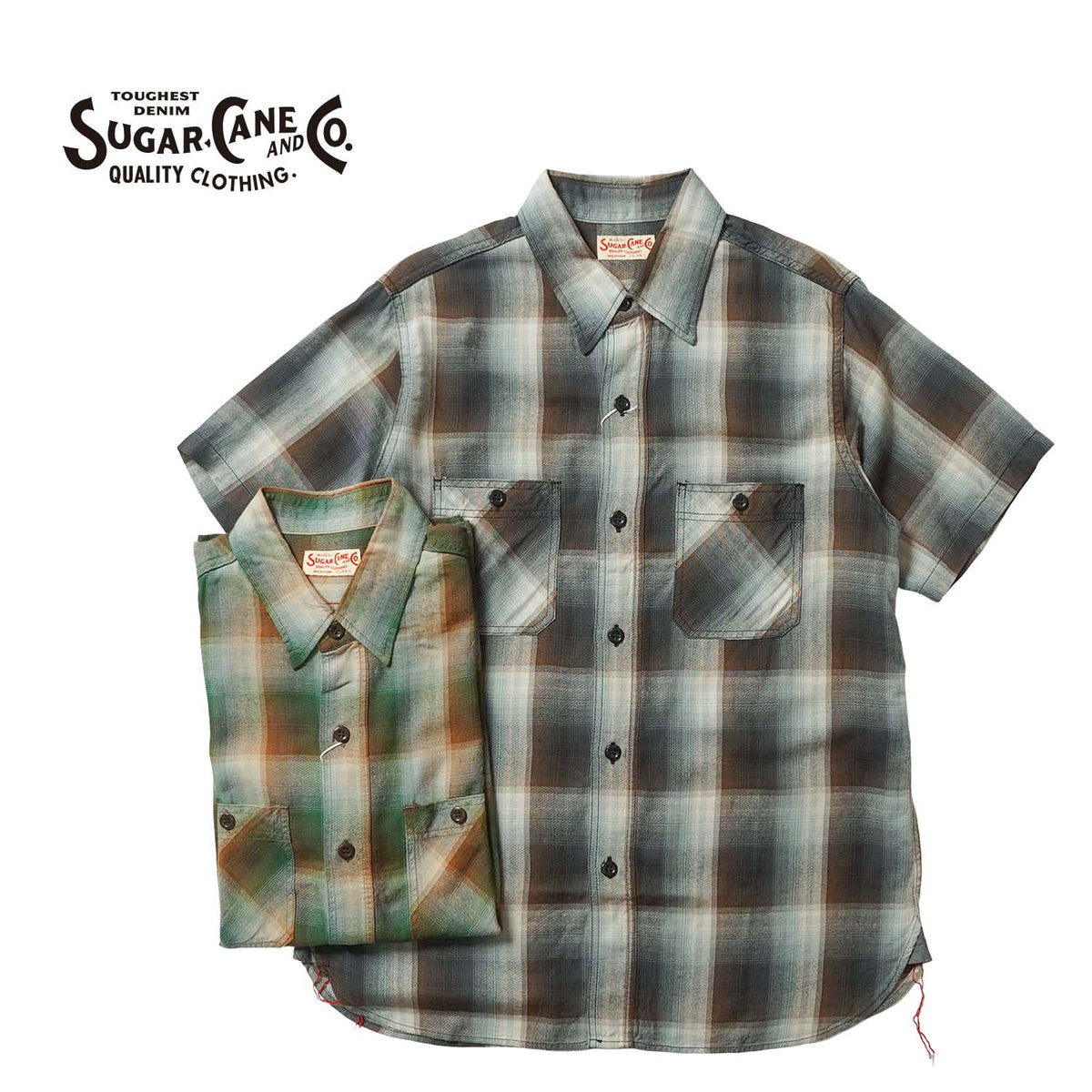 SUGAR CANE シュガーケーン 半袖シャツ “RAYON TWILL CHECK WORK SHIRT” SC39726