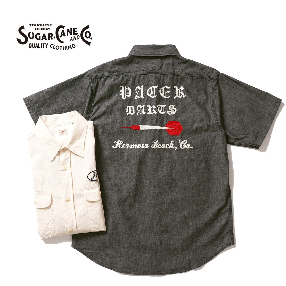 SUGAR CANE シュガーケーン 半袖シャツ “CHAMBRAY WORK SHIRT with CHAIN EMBROIDERED” SC39731