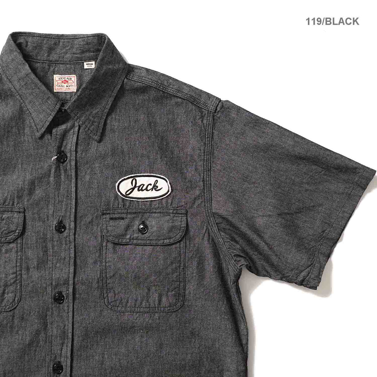 SUGAR CANE シュガーケーン 半袖シャツ “CHAMBRAY WORK SHIRT with CHAIN EMBROIDERED” SC39731