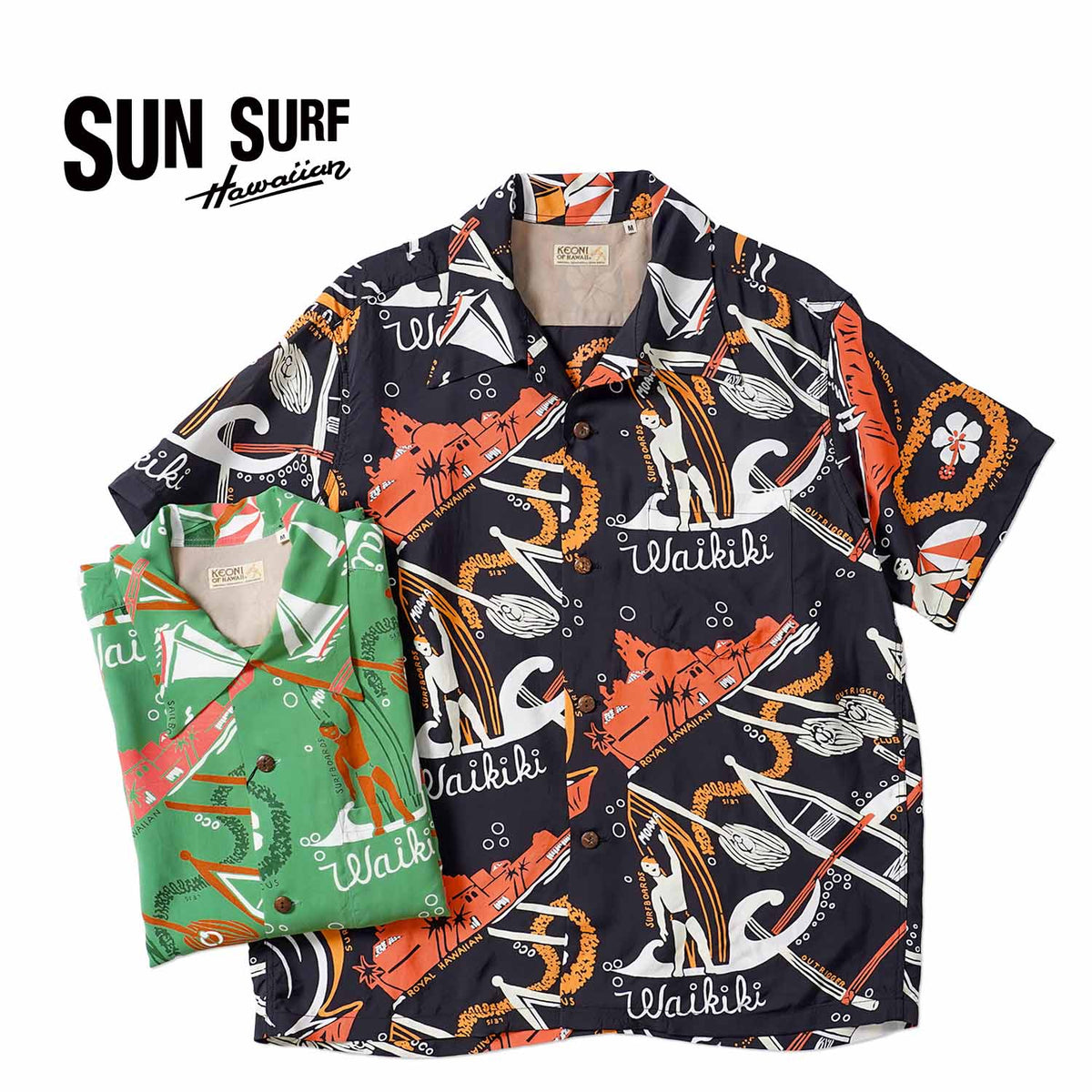 SUN SURF サンサーフ 半袖 アロハシャツ KEONI OF HAWAII “WAIKIKI SAND” by JOHN MEIGS SS39741