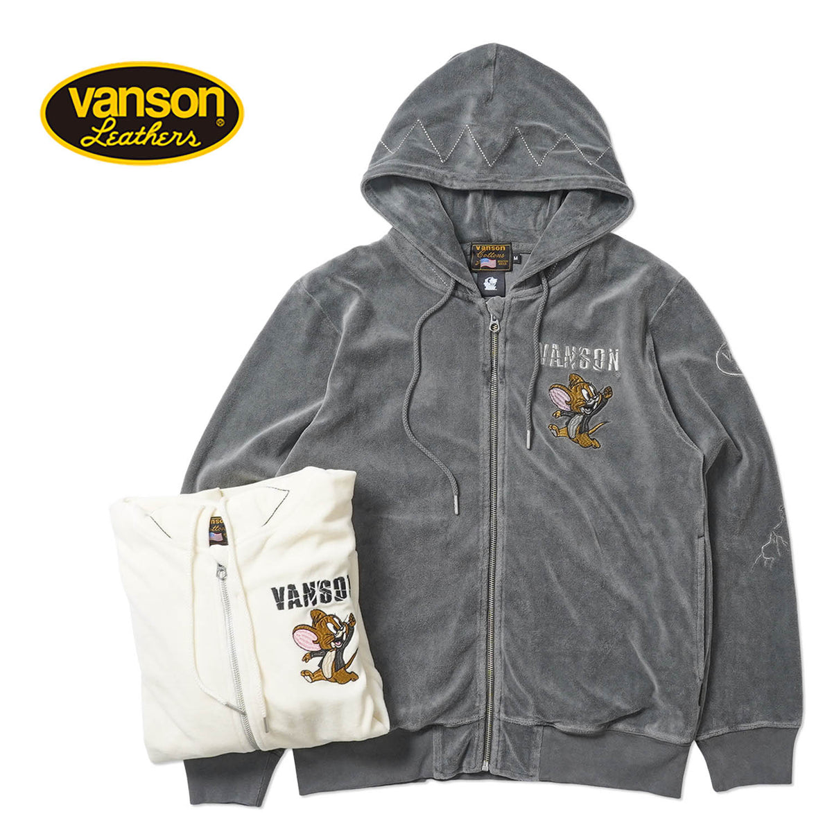 VANSON バンソン スウェット TOM＆JERRY "ベロア フルジップパーカー" TJV-2608