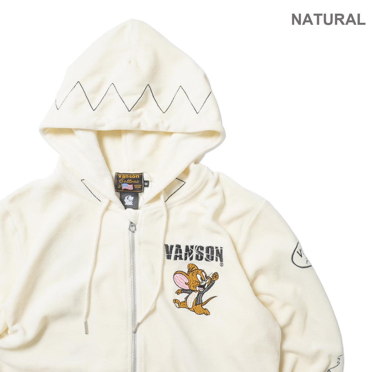 VANSON バンソン スウェット TOM＆JERRY "ベロア フルジップパーカー" TJV-2608