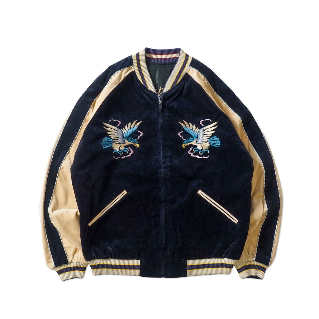 TAILOR TOYO テーラー東洋 スカジャン Mid 1950s Style Velveteen (Two-tone) × Acetate Souvenir Jacket “BLUE EAGLE” × “ROARING TIGER” TT15975-128