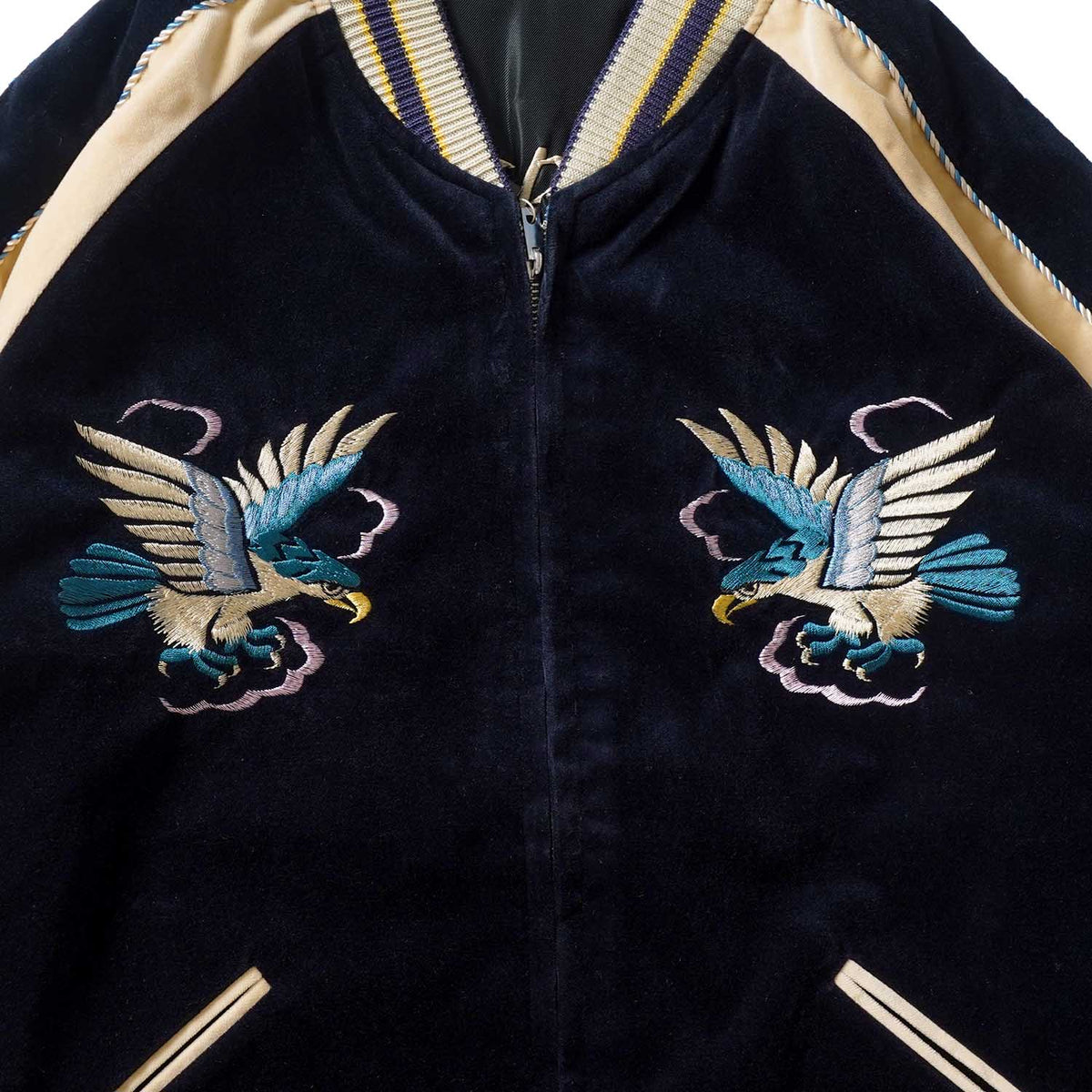 TAILOR TOYO テーラー東洋 スカジャン Mid 1950s Style Velveteen (Two-tone) × Acetate Souvenir Jacket “BLUE EAGLE” × “ROARING TIGER” TT15975-128
