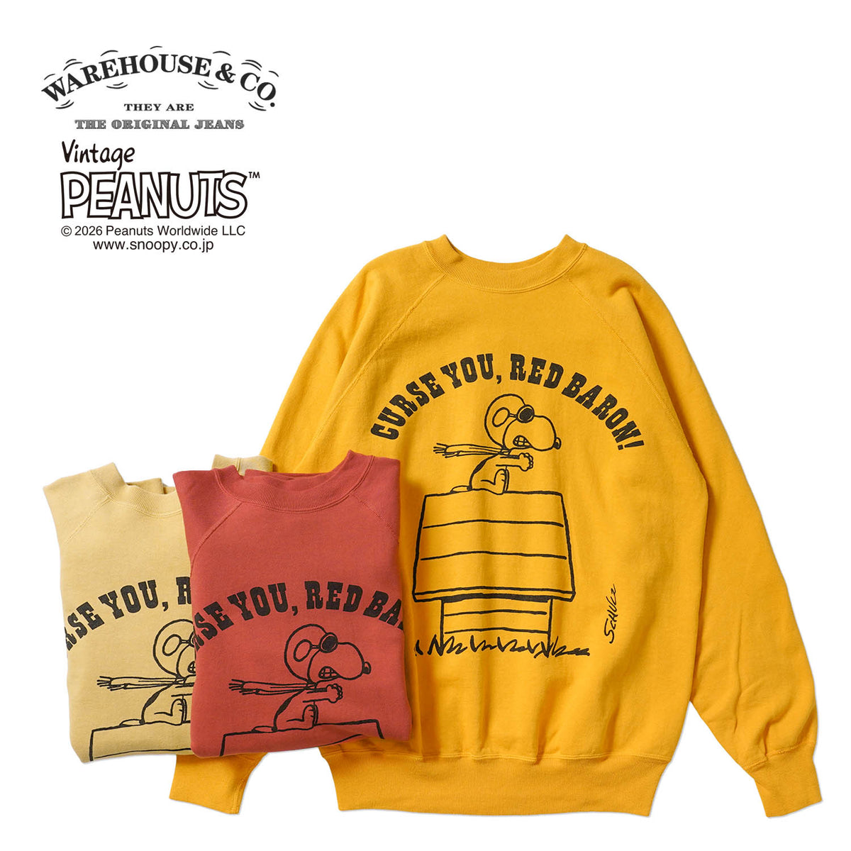 WAREHOUSE ウエアハウス Vintage PEANUTS スウェット・トレーナー Lot.YP226W-1 " FLYING ACE" YP226W-1(26AW)